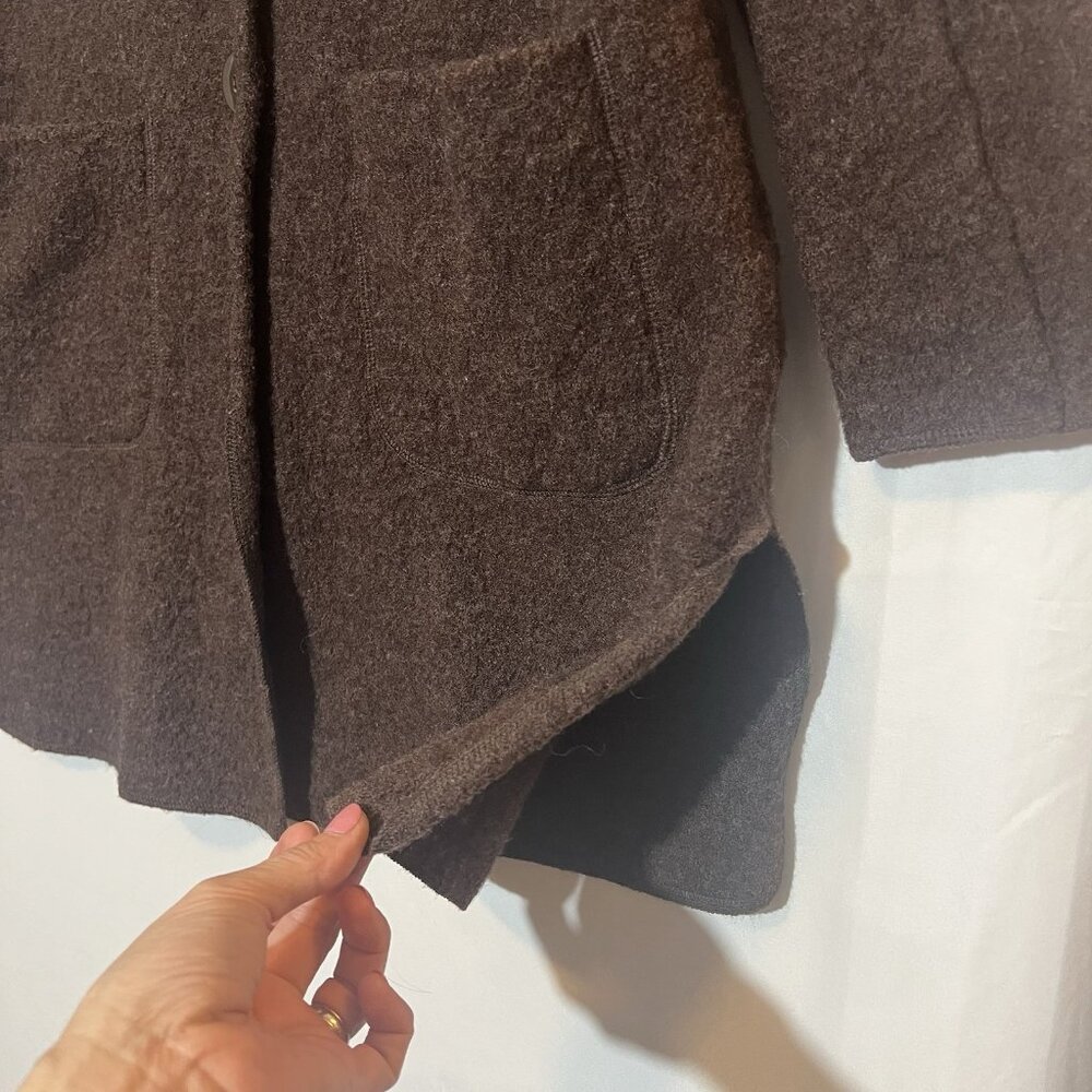 Harve Benard Women Cardigan Sweater Large Size 100% Wool Brown Open Front Button - Picture 9 of 10